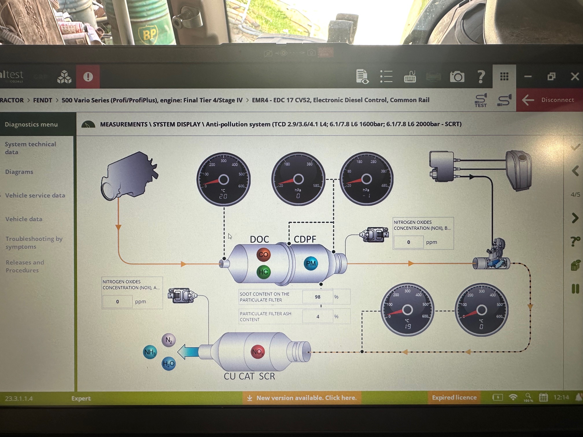 Analyse du système d'échappement FAP Fendt 718